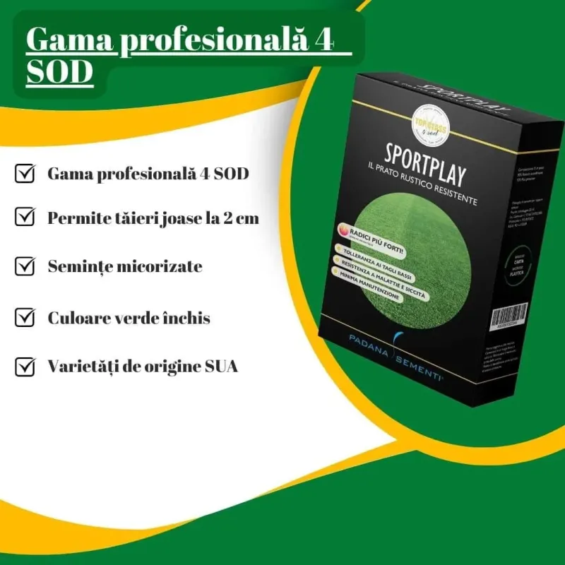 Semințe de gazon profesionale Padana SportPlay, 1 kg, 
